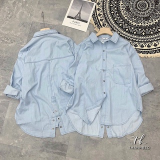 Áo bò trơn dài tay khuy sau fom rộng