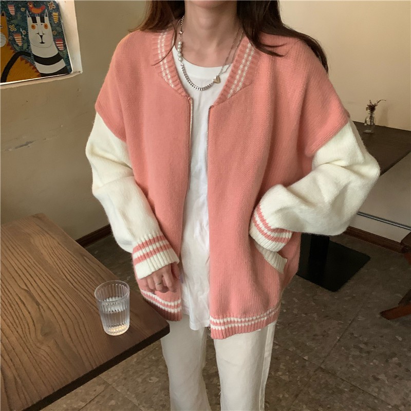 (A1006) áo khoác len cardigan dáng bóng chày freesize 2 màu | BigBuy360 - bigbuy360.vn