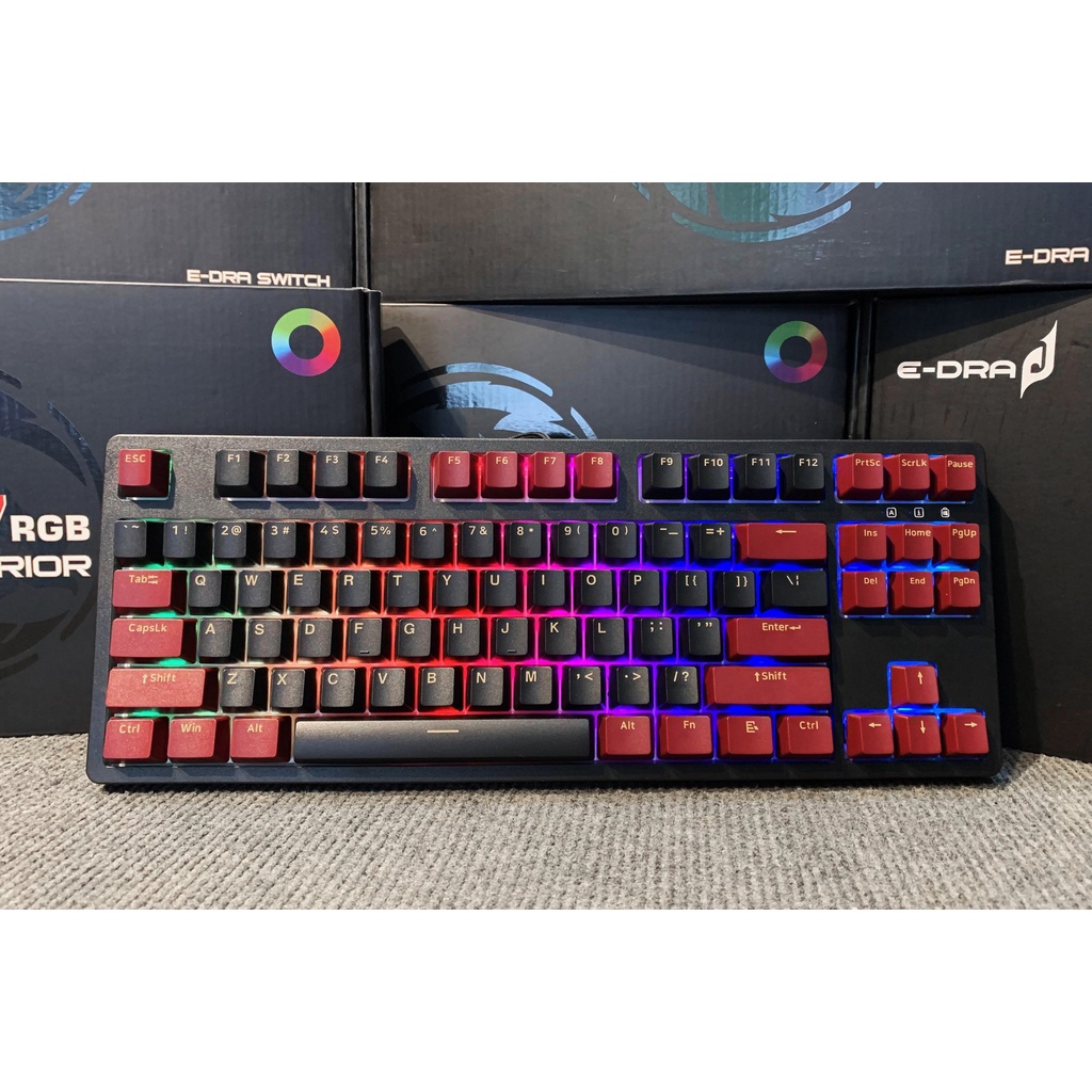 Bàn phím cơ chơi game có dây E-DRA EK387 RGB Dark Warrior - Bản 2022 - Led RGB - E-Dra Switch - Cáp TypeC
