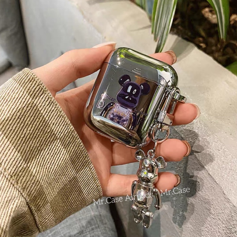 Case Airpods 1/2 /Pro Vỏ Ốp Tai Nghe Hình Kaws Màu Xanh Siêu Ngầu Tráng Gương Kèm Móc khoá - Mr.Case AirPods
