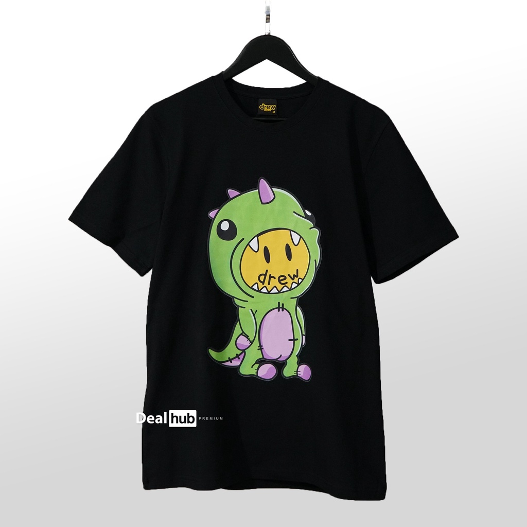 Áo thun Drew Cartoon Dinosaur Black -  Full Tem tag