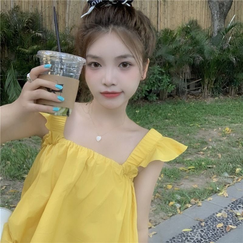 Áo hai dây cổ vuông dáng rộng thời trang dành cho nữ