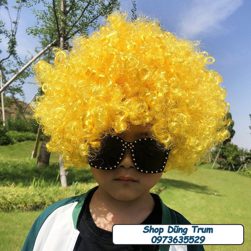 Tóc giả hóa trang chú hề hài hước nhiều màu một màu