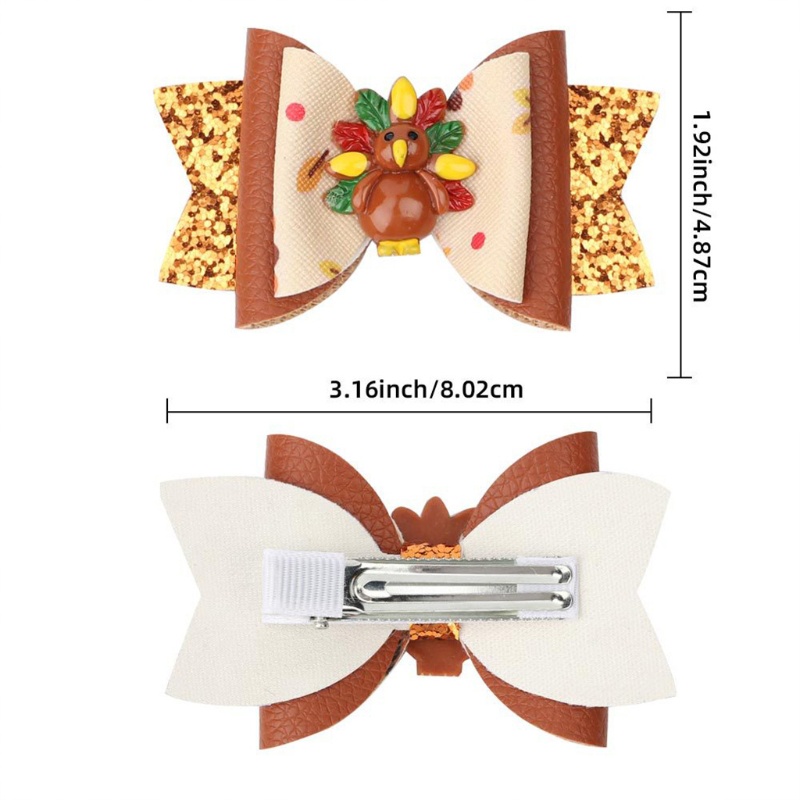 Kẹp Tóc Nơ Da Đính Kim Sa Lấp Lánh Cho Bé