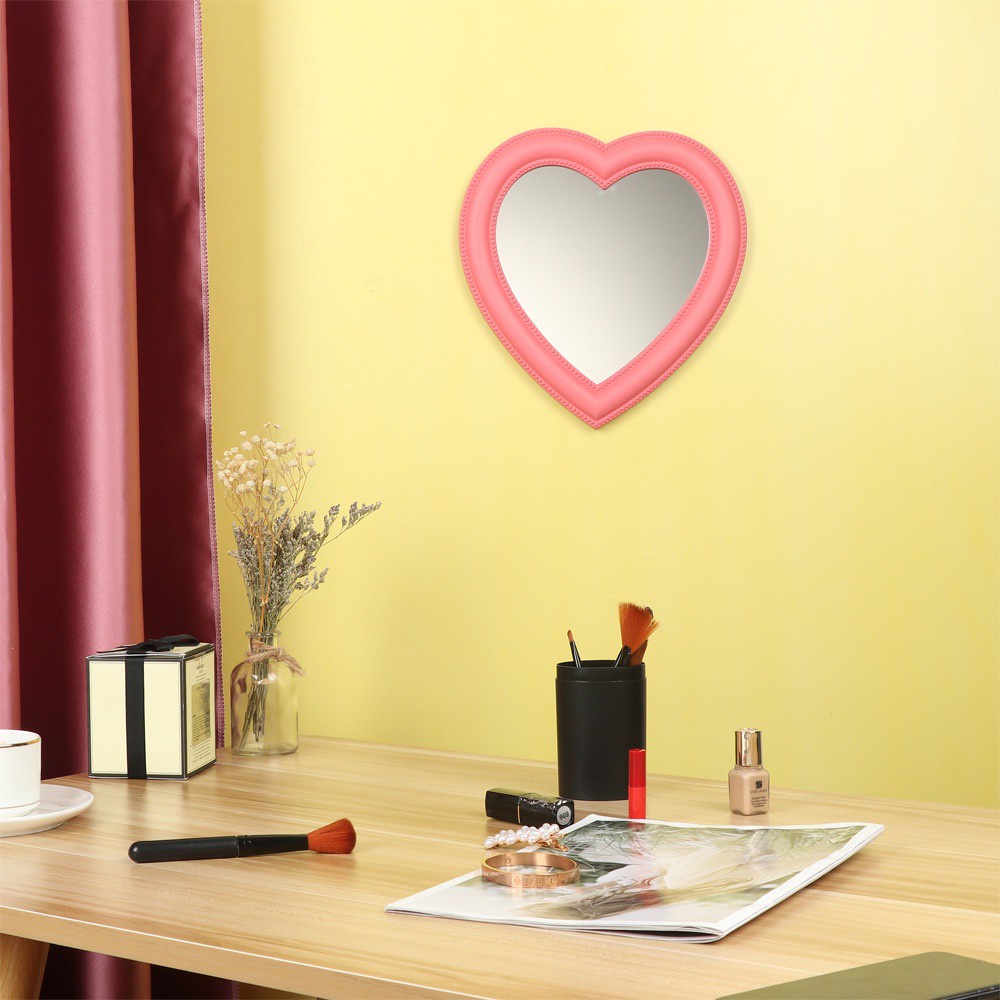 MIHAN1 Portable Makeup Mirror Cute Handheld Cosmetic Mirror Gift Women/Girls Desktop Wall hanging Heart Shaped