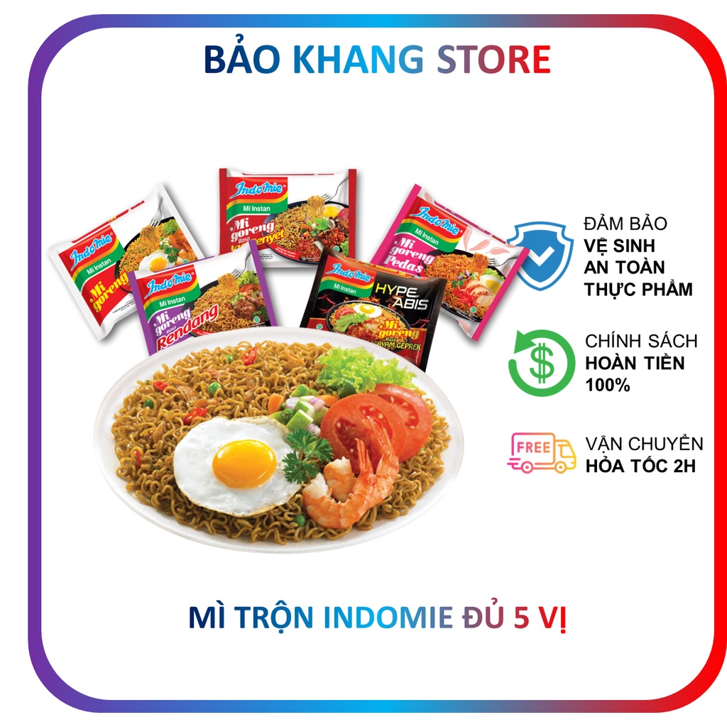 Mì Xào Khô / Mì Trộn Indomie Số 1 Thế Giới Đủ 5 Vị Cơ Bản | BigBuy360 - bigbuy360.vn