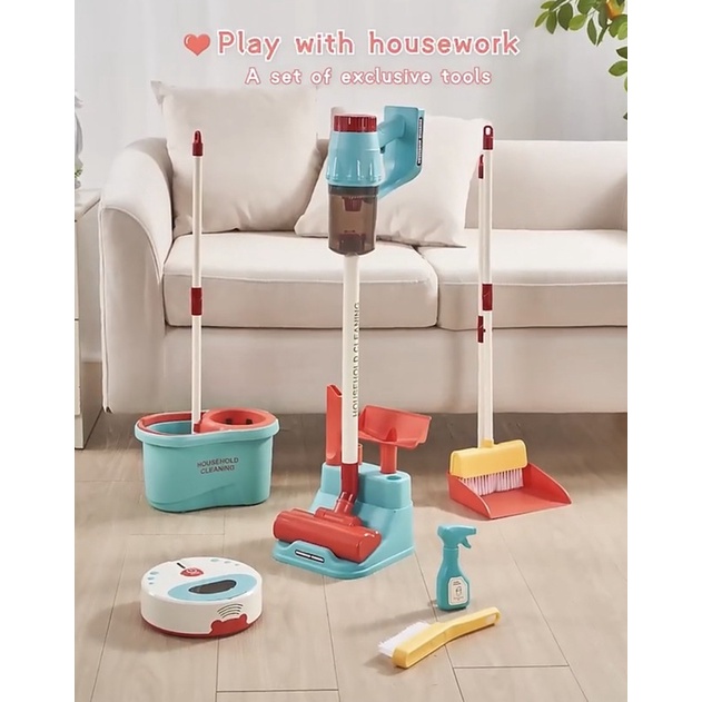 Đồ chơi dọn dẹp vệ sinh cho bé - máy hút bụi đa năng - rô bốt lau nhà dùng pin mẫu mới 2023