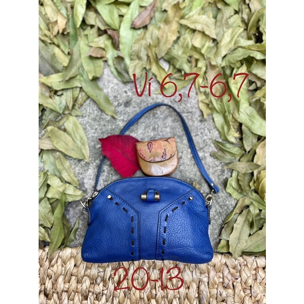 Túi xanh da thật sz mini