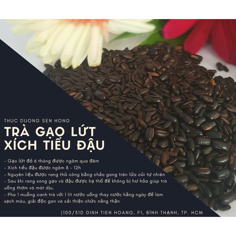 Trà gạo lứt mix đậu đỏ (xích tiểu đậu) (1Kg) Trà rang củi theo phương pháp thực dưỡng Ohsawa