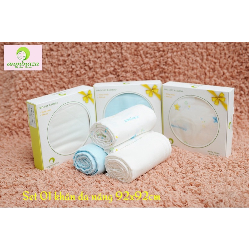 Anminaza - Khăn tắm đa năng sợi tre mềm mịn, thấm hút, kháng khuẩn 92*92cm/ 120*120cm