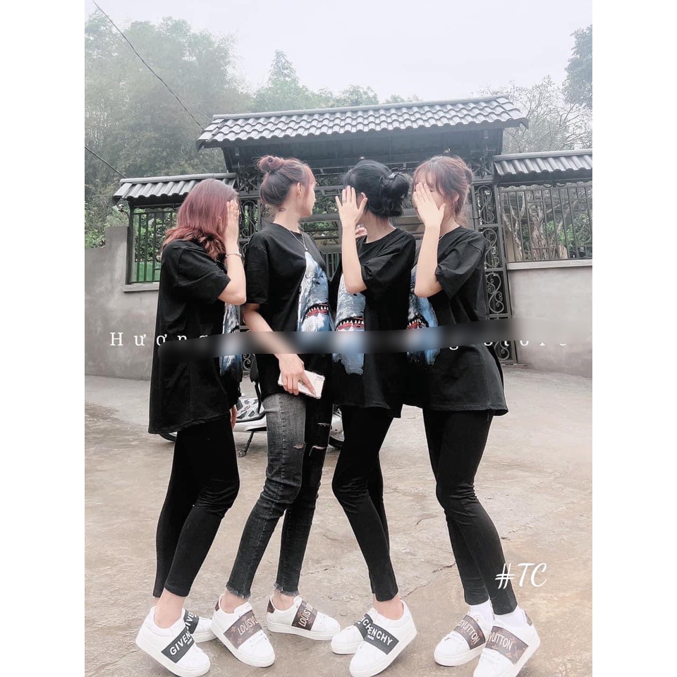 Áo thun họa tiết cá mập form thung kiểu dáng đẹp chất liệu cotton nam nữ mặc đẹp (CT-P35T)