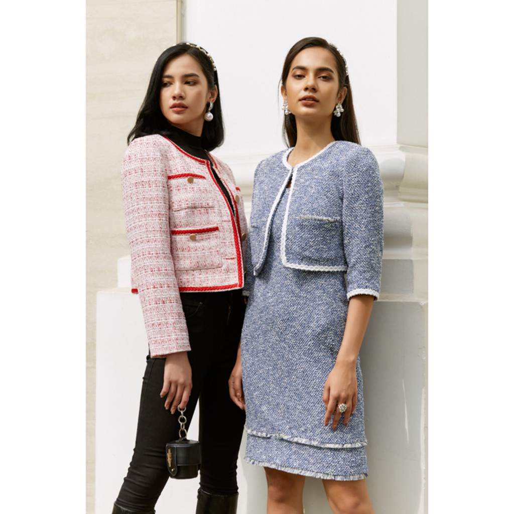 [NHẬP WABRTL5 GIẢM 10% TỐI ĐA 50K ĐH 250K ]Áo khoác Tweed dáng lửng nữ IVY moda MS 66C5710