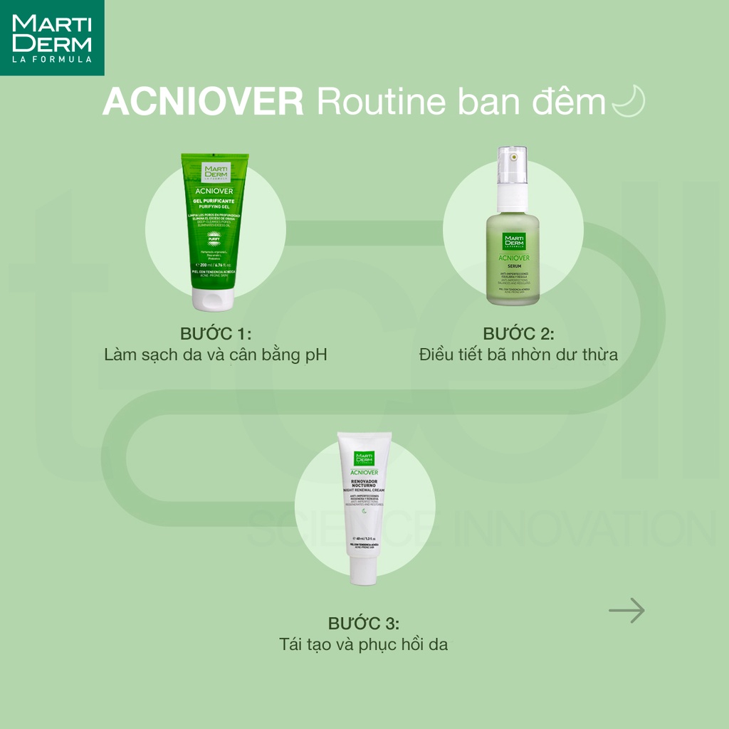 Tinh chất giảm mụn & kiểm soát nhờn MartiDerm acniover serum 30ml TẶNG tẩy trang SVR