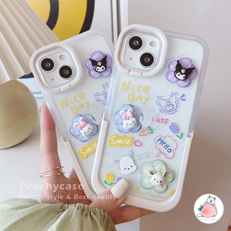 Ốp Điện Thoại TPU Mềm Có Giá Đỡ Hình Hoa 3D Dễ Thương Cho iPhone 14 13 12 Pro Max 11 Xr Xs Max X