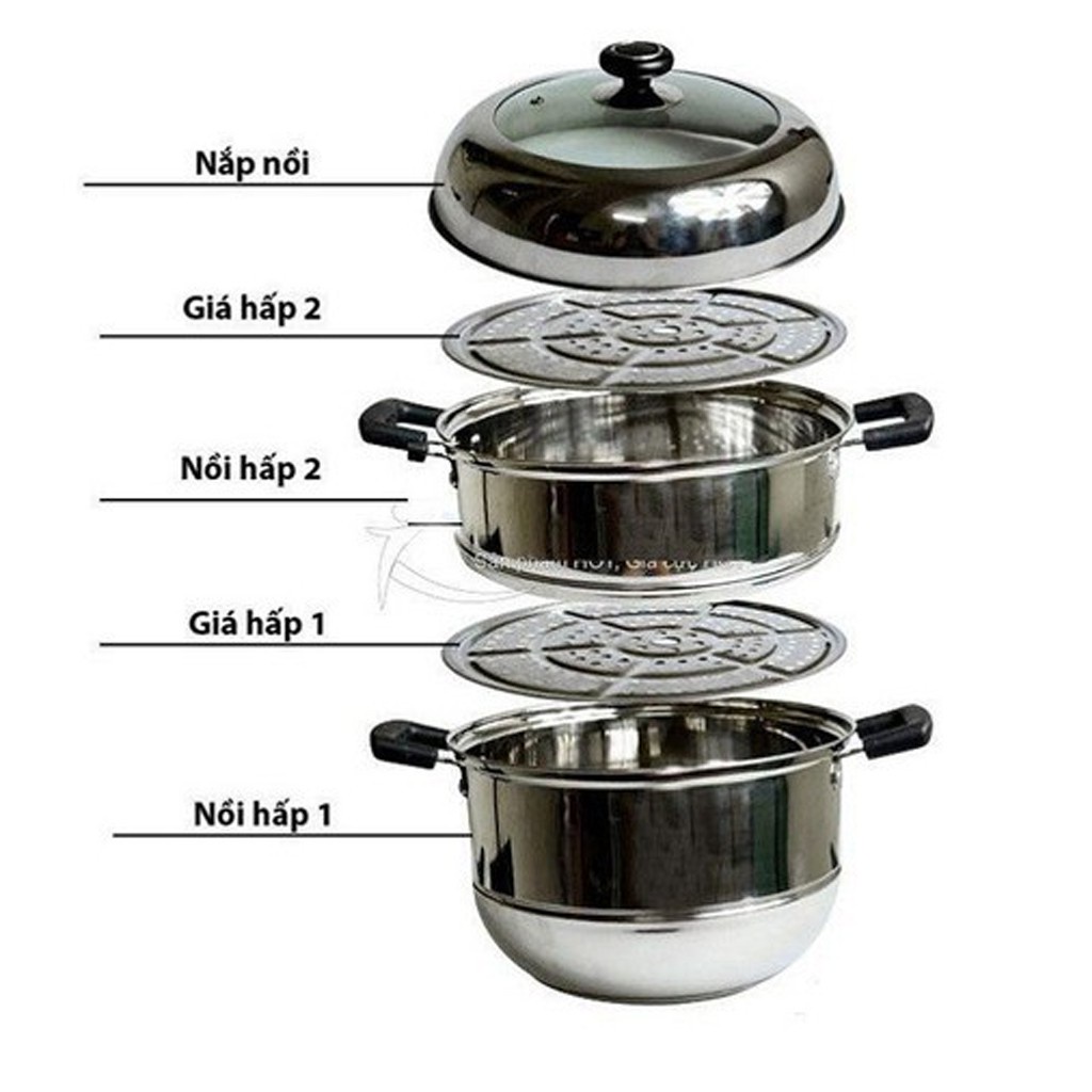 Nồi Hấp Inox 3 Tầng Đa Năng, Dùng Được Cho Cả Bếp Gas Và Bếp Từ - Giúp Cho Việc Nấu Ăn Dễ Dàng Hơn