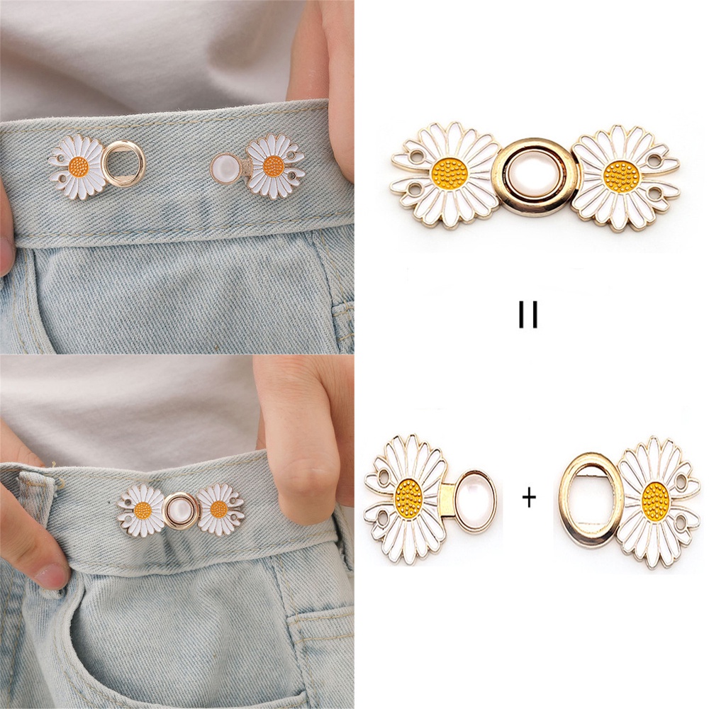 Bộ 2 Cặp Nút Kim Loại Hình Hoa Cúc Có Thể Điều Chỉnh Dùng Trang Trí Quần Jean Sườn Xám thắt lưng không dây phụ kiện thắt lưng nữ