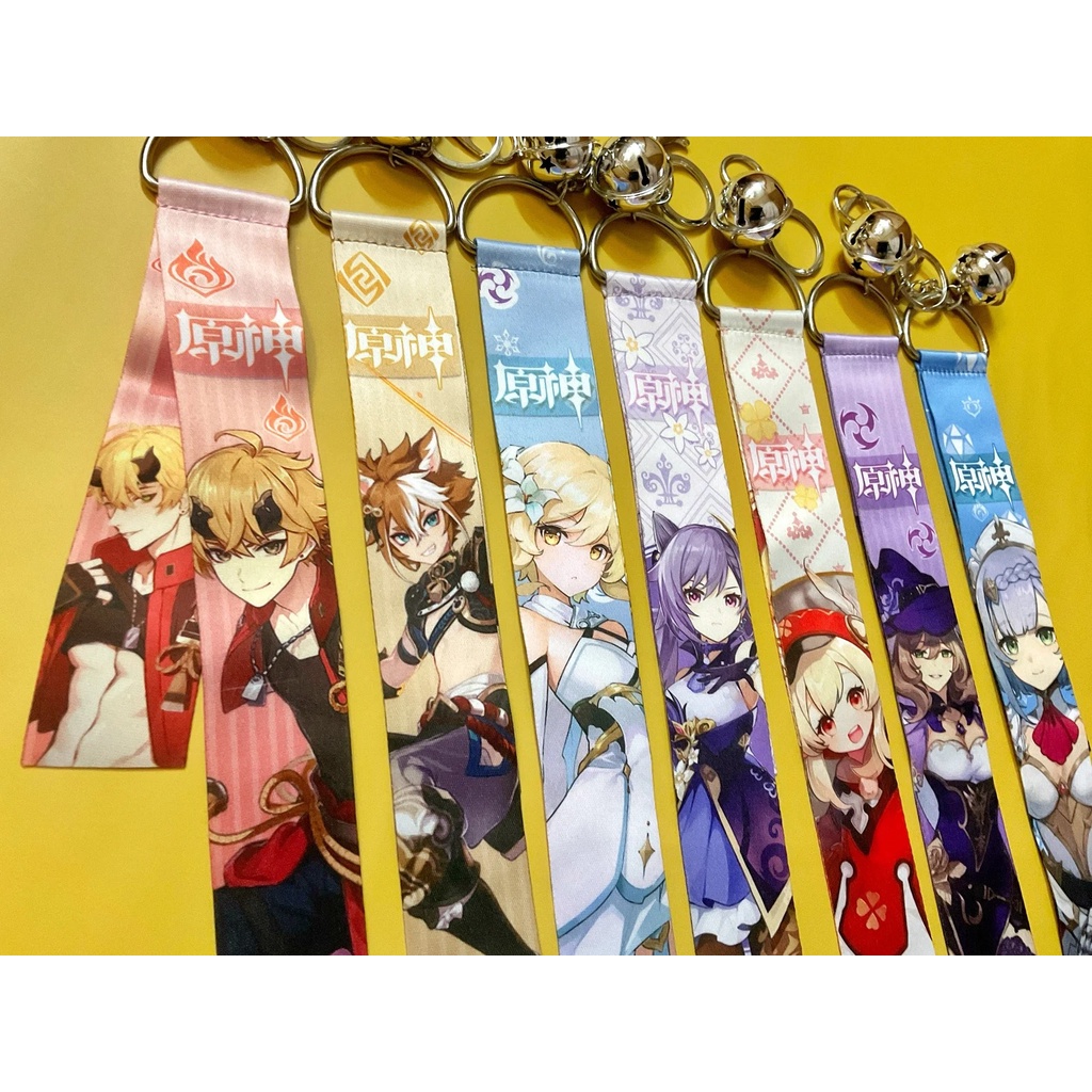 Móc khóa Genshin Impact dây vải kèm chuông đủ nhân vật Yae Miko Kazuha Zhongli Xiao Keqing Ei Shogun -  GSK148