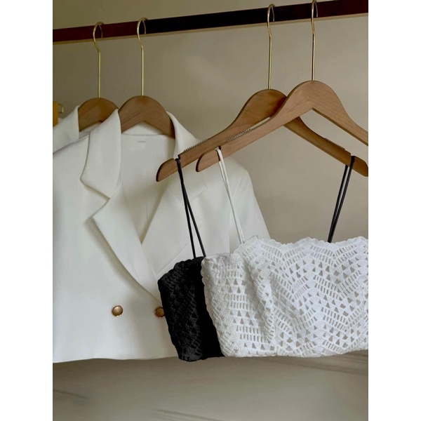 SET ÁO KHOÁC VEST CROPTOP + ÁO HAI DÂY REN + CHÂN VÁY NHIỀU MÀU