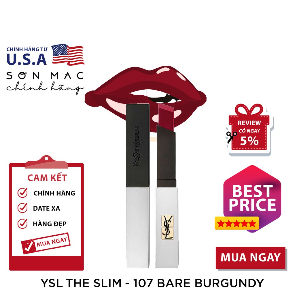 Son YSL The Slim Sheer Matte - 107 Bare Burgundy