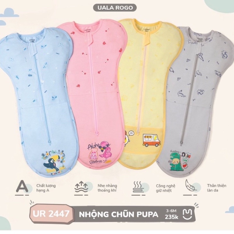 Nhộng chũn pupa uala rogo siêu mềm mịn cho bé 0-6M