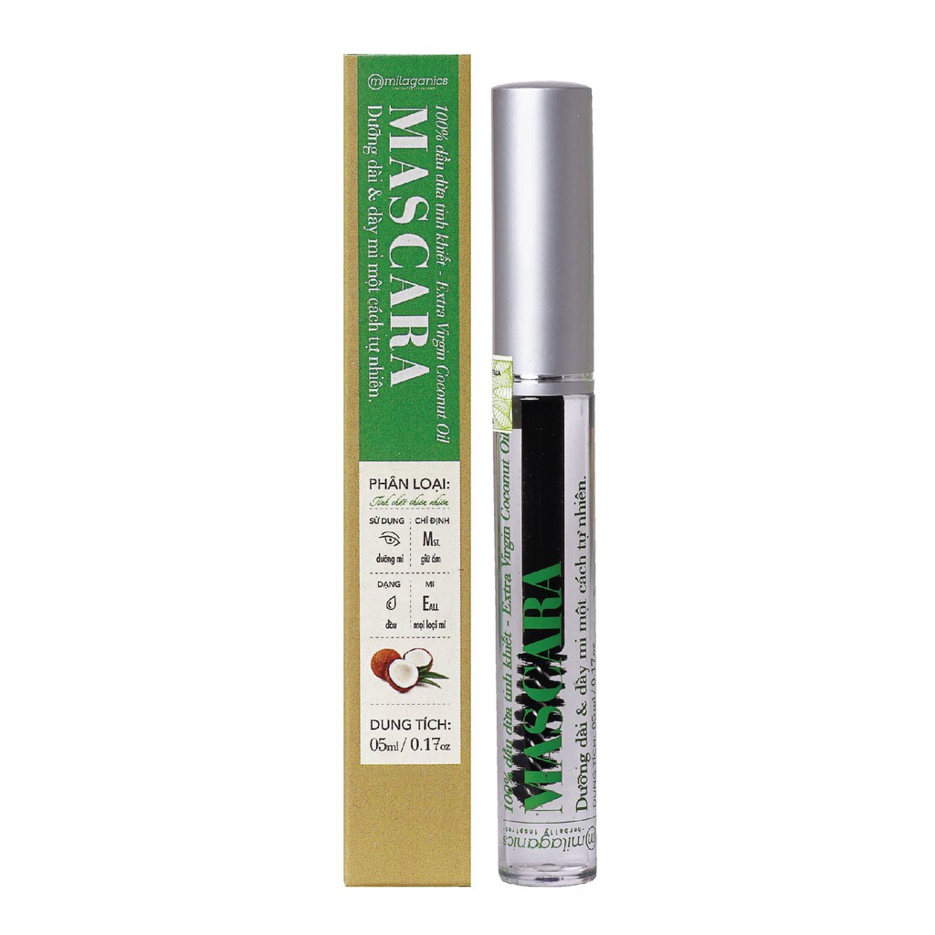 Combo Lipgloss Dưỡng Môi và Mascara Dầu Dừa với Tinh Chất Dưỡng Môi Dầu Dừa MILAGANICS 5ml/ Cây