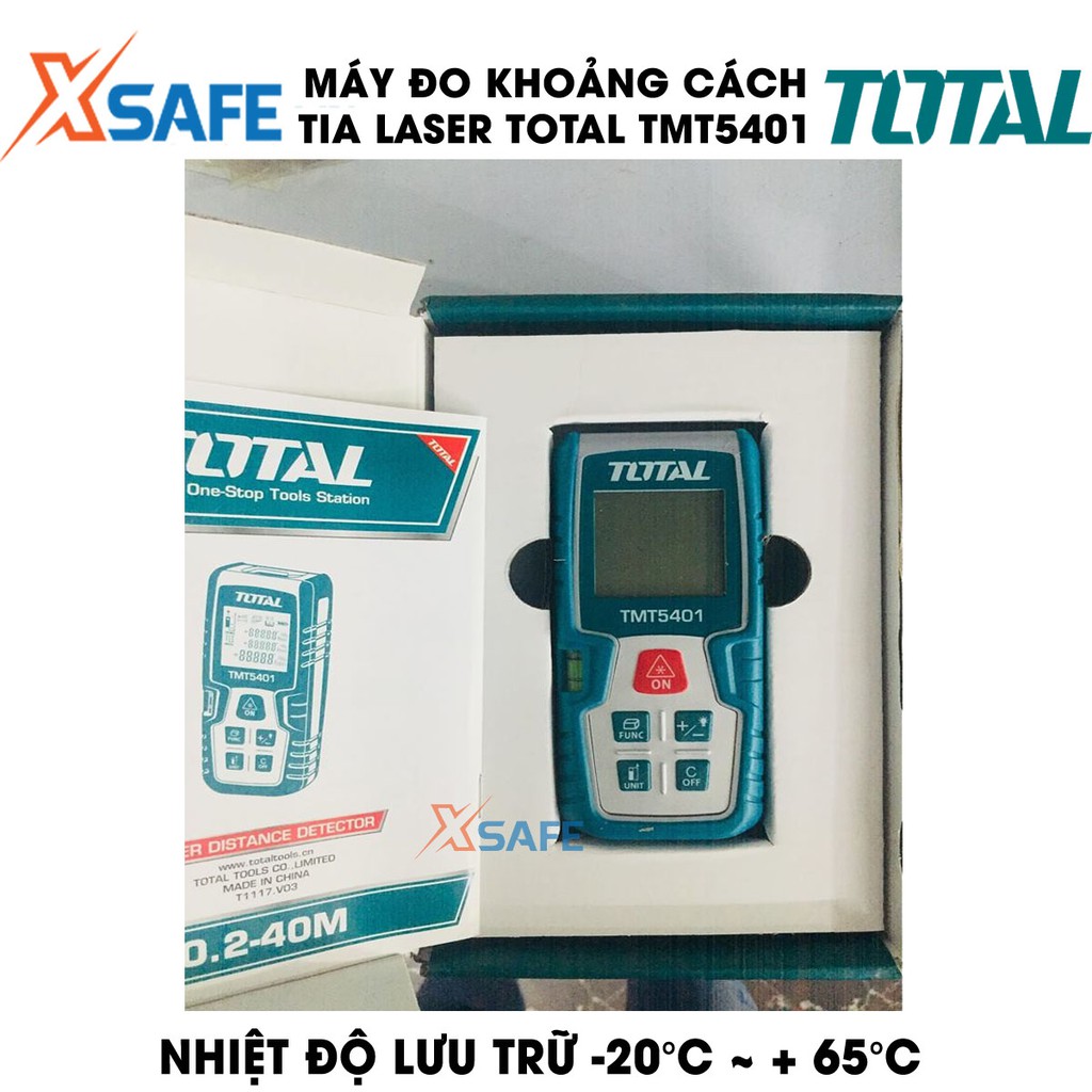 Máy đo khoảng cách tia Laser TOTAL TMT5401 Thiết bị đo khoảng cách tia Laser cầm tay phạm vi 0.2-40m - Chính hãng