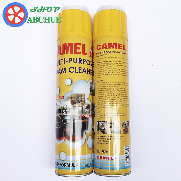 Combo 2 Chai Xịt Bọt Đa Năng Vệ Sinh Ghế Da Nỉ Nội Thất Ô Tô Foam Cleaner Màu Vàng