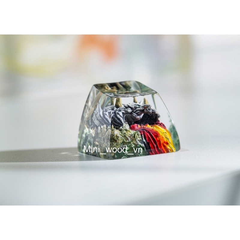 Nút bàn phím cơ Rồng Đen.Key cap resin Dragon Black.Keycap Artisan
