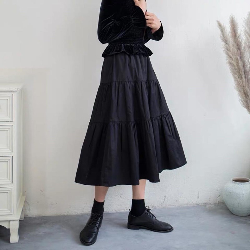 Chân váy dài xếp ly 3 tầng Ulzzang NUTI SHEIN - Chân váy dài dáng xoè chất voan xịn, mềm rủ cực đẹp