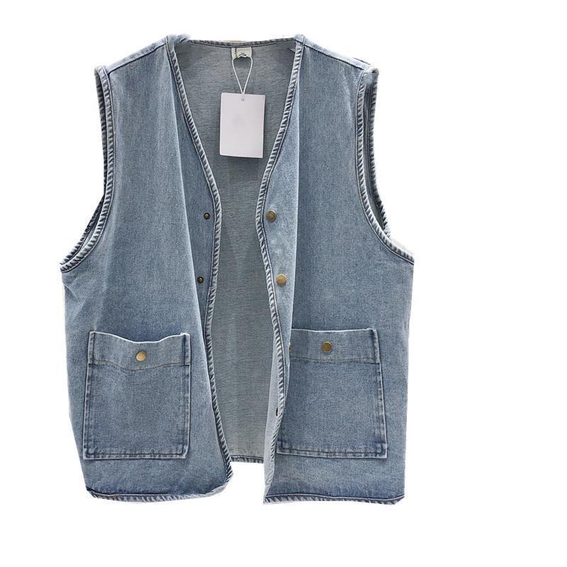Áo Khoác Denim Không Tay Dáng Rộng Phong Cách Hàn Quốc Thời Trang Mùa Xuân Dành Cho Nữ
