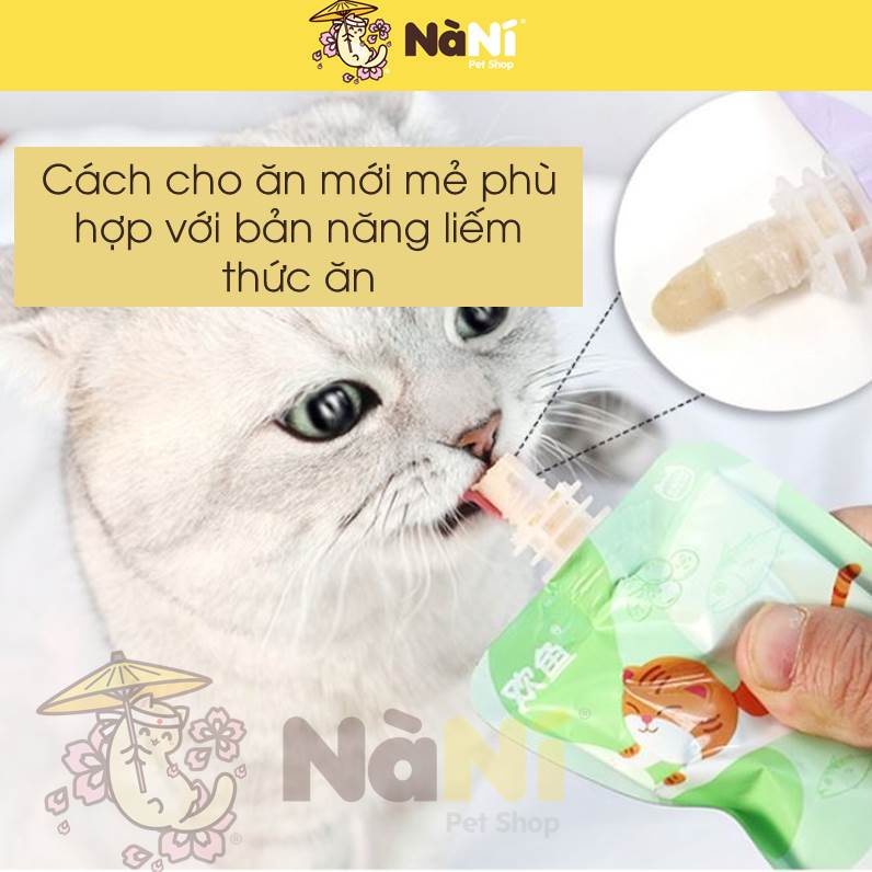 Súp thưởng dinh dưỡng cho mèo nắp vặn - Đồ ăn vặt cho mèo siêu ngon 3 vị mới lạ - Nà Ní Pet Shop