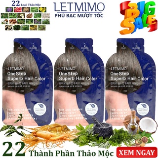 Set 3 Gói Thuốc Nhuộm Tóc Bạc Tại Nhà Thảo Mộc LETMIMO Nâu Tự Nhiên_3N