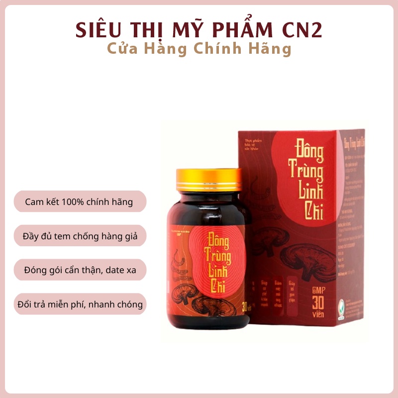 Viên Uống Đông Trùng Linh Chi True Natural Chính Hãng Bồi Bổ Cơ Thể Tăng Cường Đề Kháng Lọ 30 Viên