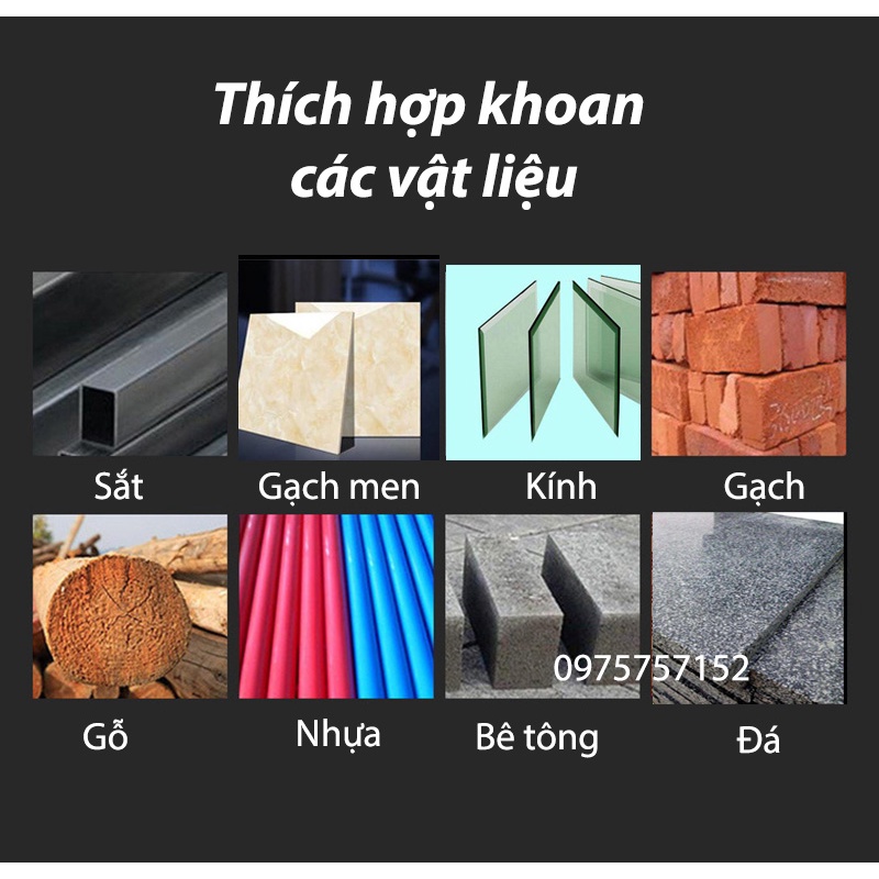 Bộ 7 mũi khoan đa năng 2 cạnh Kapusi Japan chân tam giác 3/4/5/6/8/10/12mm phù hợp khoan các chất liệu kính sắt bê tông