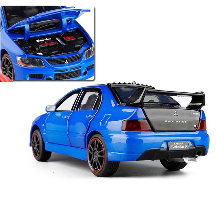 Đồ chơi mô hình xe ô tô Mitsubishi Lancer Evolution 9 xe bằng kim loại có đèn và âm thanh động cơ