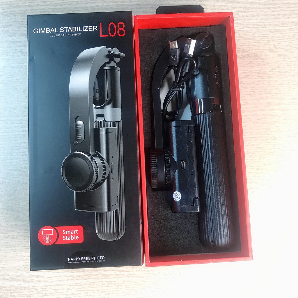 Tay Cầm Chống Rung Điện Tử[FREESHIP] Gimbal L08 Có Bluetooth -Có Chân Đỡ Tự Đứng - Kéo Dài Tới 86cm[hulako]