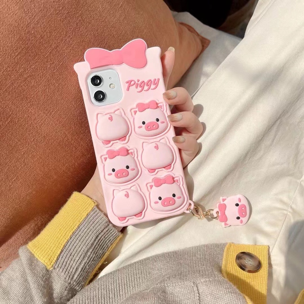 Ốp Điện Thoại Chống Sốc Hình Chú Heo Hồng Cho iPhone 13/12/11 Pro Max/Xr/Xs Max/6/7/8 Plus