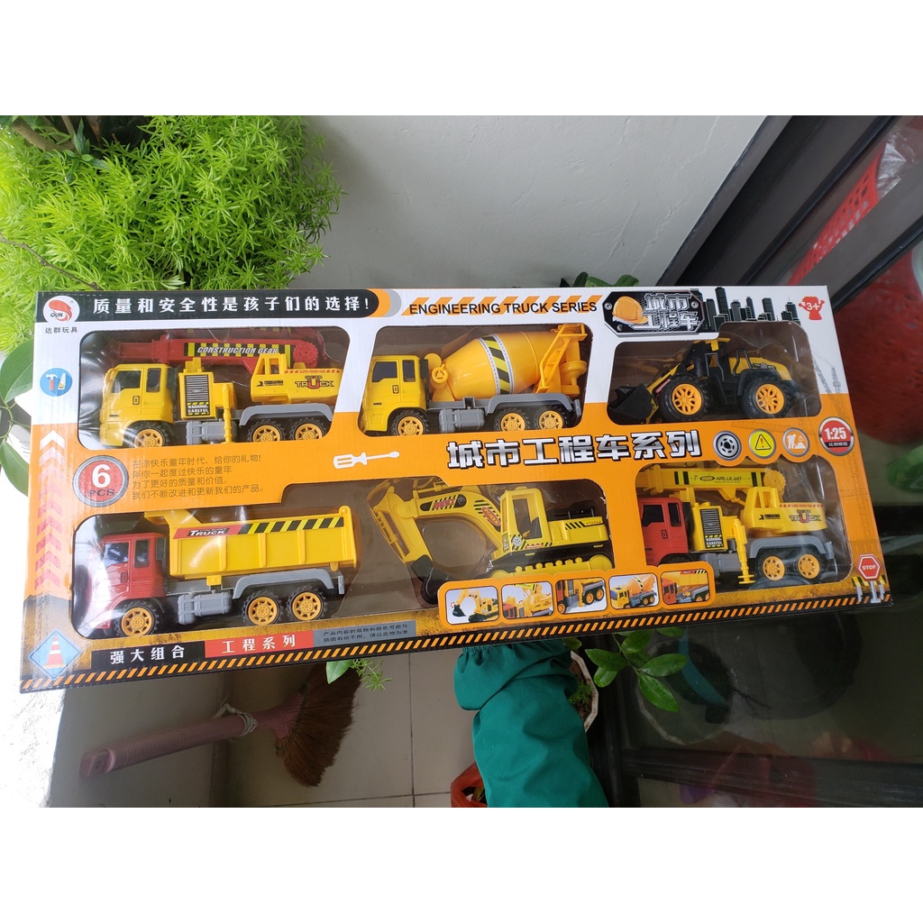 Đồ Chơi Ô Tô Bộ 6 Xe Công Trình Cỡ Đại Chuyên Dụng Cho Bé Thoải Mái Vui Chơi - Mẫu mới bao bì và màu sắc có thay đổi