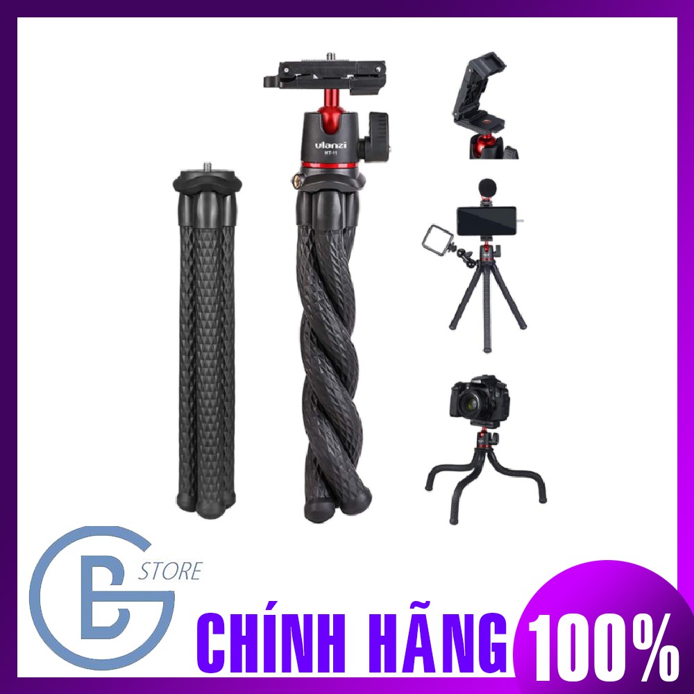 Chân Đế Ulanzi MT-11 Quay Phim Cho Điện Thoại, Máy Ảnh DSLR, Đầu Bóng Tích Hợp Giá Đỡ Điện Thoại, Vít 1/4 Magic Arm