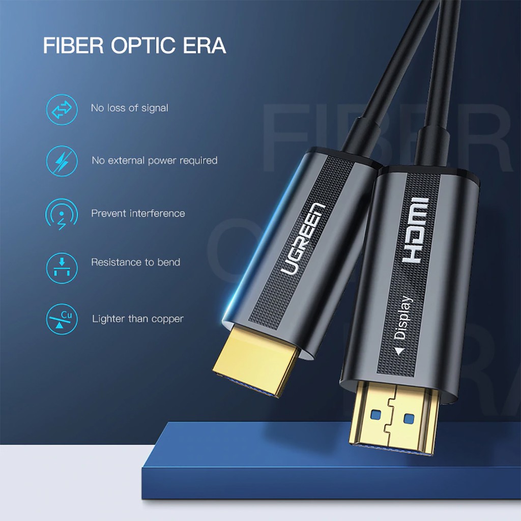Cáp HDMI 2.0 Sợi Quang Dài 20M Chính Hãng UGREEN HD132 Cao Cấp