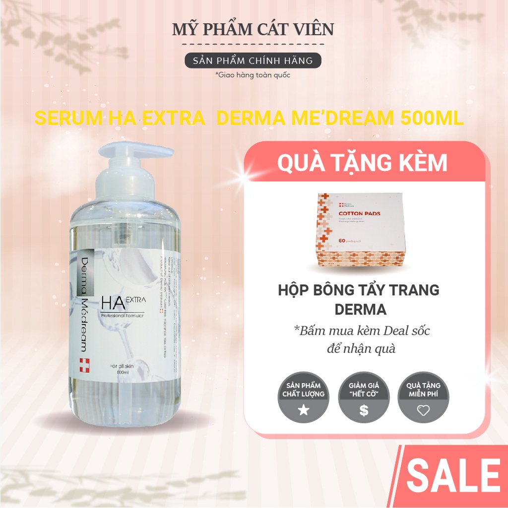 Serum tinh chất cấp nước HA Derma, dưỡng ẩm kiềm dầu, tái tạo phục hồi da, căng bóng da cho da khô, da dầu - 500ml