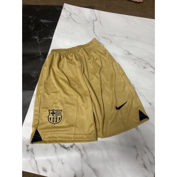 Set bộ quần áo thể thao bóng đá nam nữ clb barca vải gai mịn màu vàng đồng logo thêu đầy đủ 2022 2023