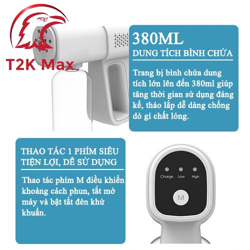 Súng Phun Khử Khuẩn NANO K5, K5 Pro - Máy Xịt Khử Khuẩn Cầm Tay Chống Dịch Cao Cấp - T2K Max