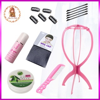 [Có sẵn] Bộ dưỡng wig/tóc giả chai xịt dưỡng giá đỡ wig lược thép sáp vuốt style wig