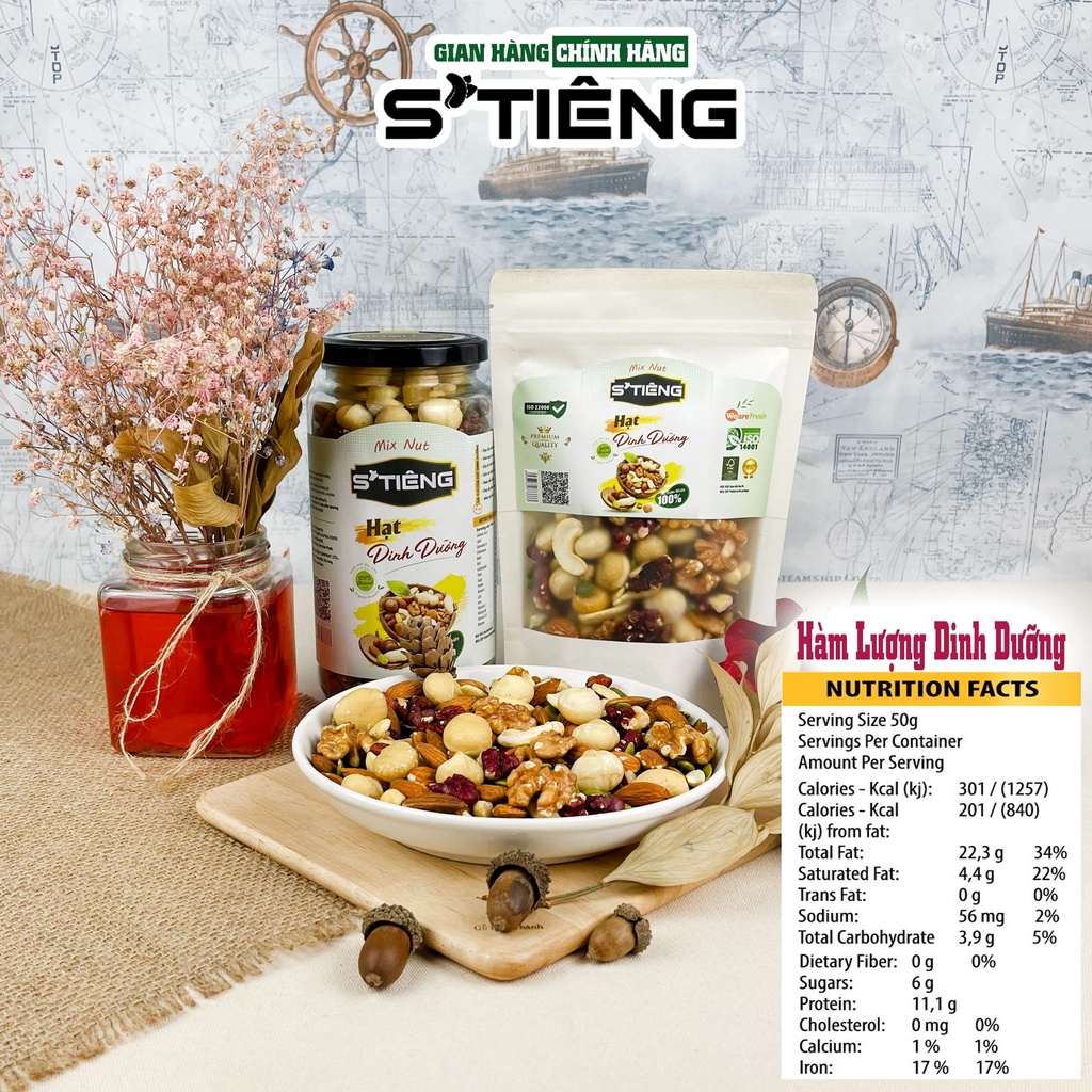 500Gr HẠT DINH DƯỠNG Mixed Nuts STIENG 6 Loại Hạt Sấy Chín, Ngủ Cốc Granola Ăn Kiêng Giảm Cân,Macca, Hạnh nhân.Ốc chó...