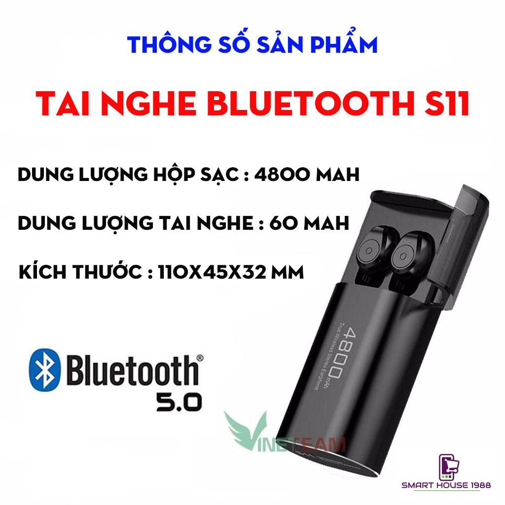 [❤️FREE SHIP❤️] TAI NGHE S11 TWS BLUETOOTH 5.0 CHÍNH HÃNG CHỐNG NƯỚC IPX5 KIÊM PIN SẠC DỰ PHÒNG 4800MAH [❤️BH 12THÁNG❤️]