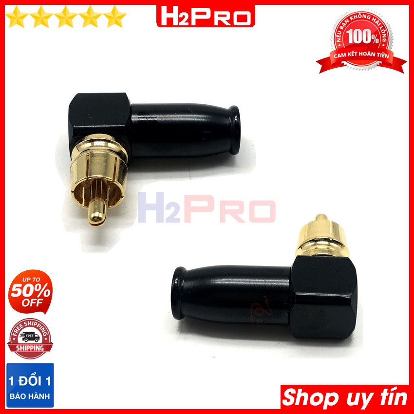 1 Jack Av Hoa Sen Rca Vuông Góc, Giắc Av Hoa Sen Hàn Đồng Pha Cao Cấp, Chống Sôi Nhiễu, Âm Thanh Chuẩn-H2Pro Tech