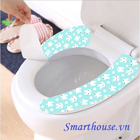 Miếng dán trang trí, giữ ấm bệt toilet có thể giặt