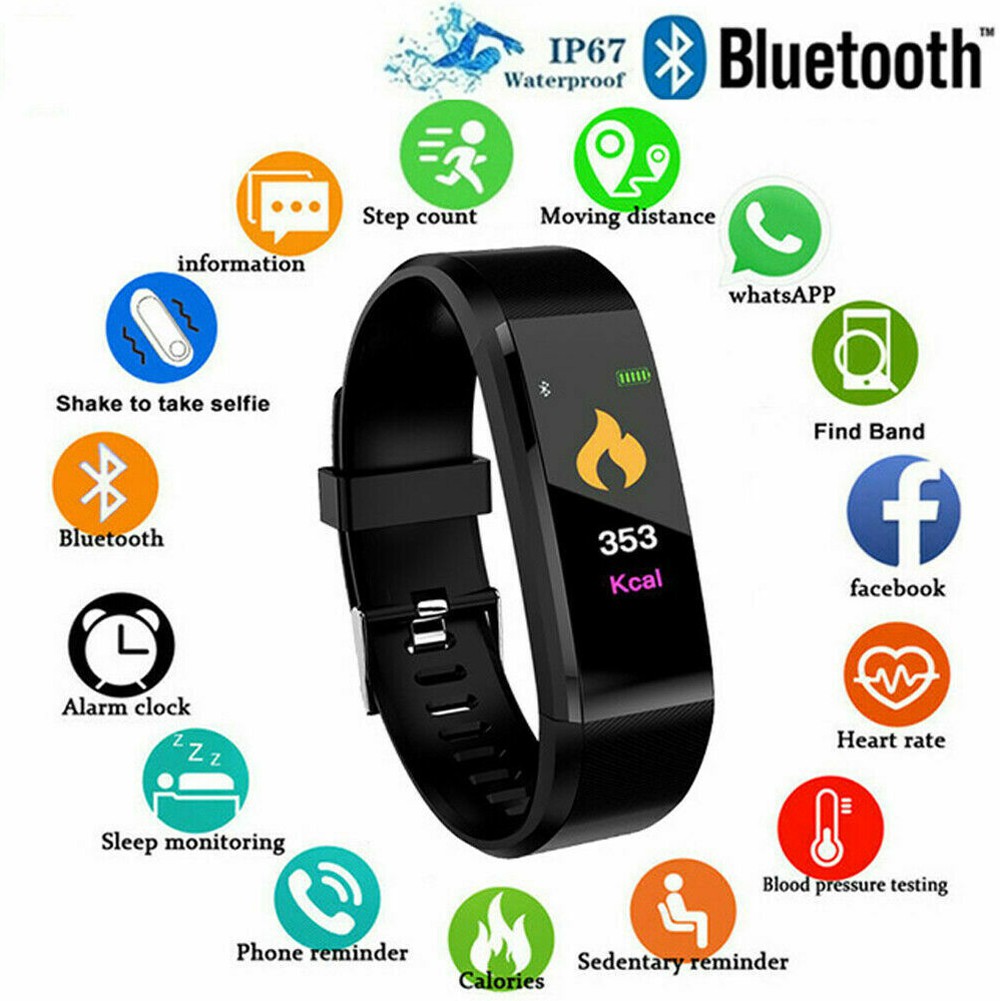 Đồng hồ bluetooth thông minh đo nhịp tim/huyết áp/kiểm tra sức khỏe tương thích với Samsung/iPhone
