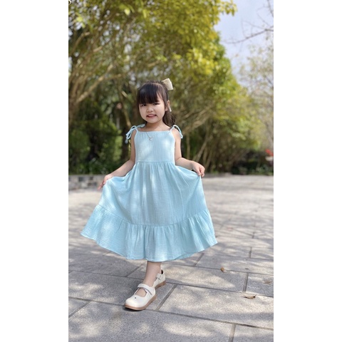 Đầm váy 2 dây maxi đi biển bé gái❤️Chất liệu Muslin xuất khẩu, màu sắc nhẹ nhàng❤️Size 1-10Y(8-40 ký)❤️Quà xinh tặng bé